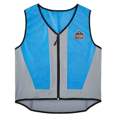 Ergodyne Cooling Vest, Nylon, Polyester, Spandex, Evaporative - Soak, Up to 4 hrs Max Cooling Time, Blue 6667