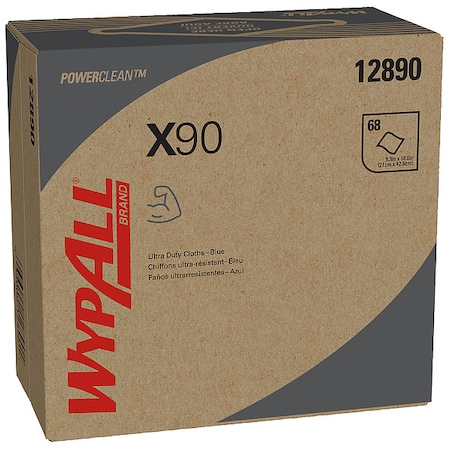 Wypall WypAll Power Clean X90 Ultra Duty Cloths (12890), Wipes POP-UP BOX, Blue Denim, 5 Boxes /Case, PK5 12890
