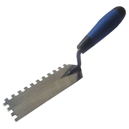Westward Notched Trowel, 2-Sided, 6x2, Stl, Soft-Grip 13A580