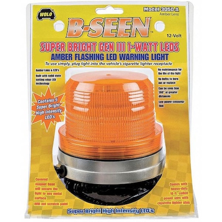 Wolo Warning Light, 12, 80 FPM, Magnetic 3050-A