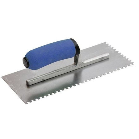 Westward Notched Trowel, 11 x 4-1/2, Steel, Handle: PP/TPR 13P548