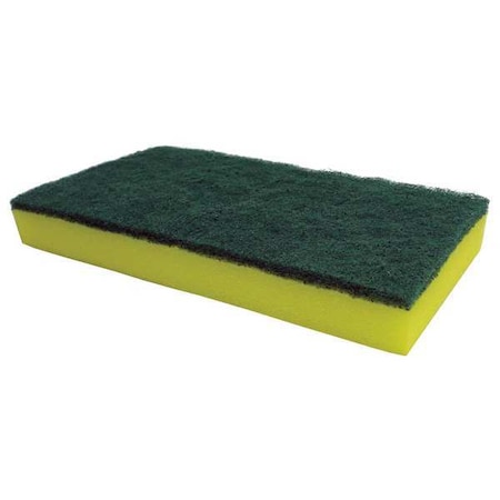 Westward Sponge Scrubber, 9x4-1/2 In, Green/Yellow 13A761