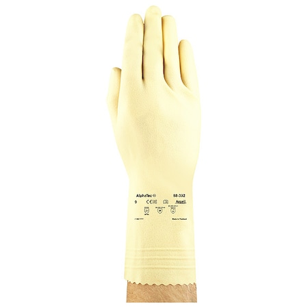 Ansell AlphaTec Chemical Resistant Gloves, Natural Rubber Latex, 12 in L, 20 mil, Beige, 7, 1 PR 88-392