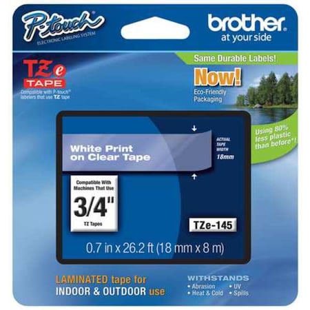 Brother Label/RibbonCartridge, Clear, Gloss, 3/4inW TZE145G
