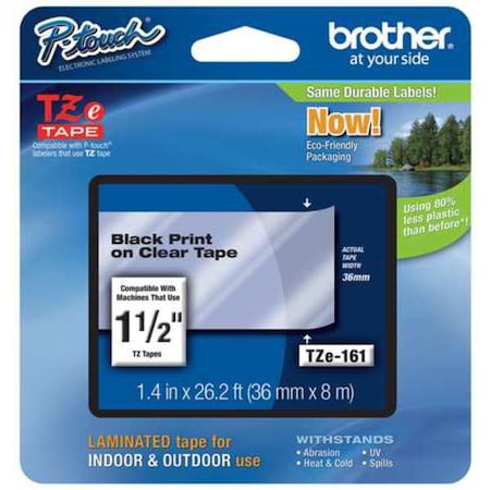 Brother Label/RibbonCartridge, Clear, 1-1/2inW TZE161G