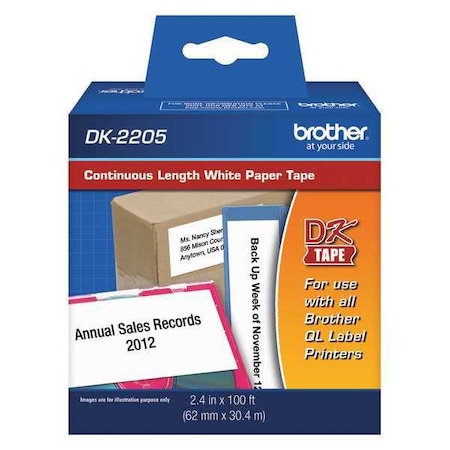 Brother Continuous Label Stock, White, Matte DK2205