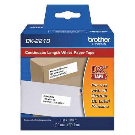 Brother Continuous Label Stock, White, Matte DK2210