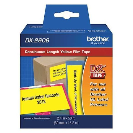 Brother Continuous Label Stock, Yellow, Gloss DK2606