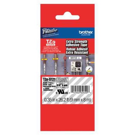 Brother Label/RibbonCartridge, Clear, Gloss, 3/8inW TZES121G