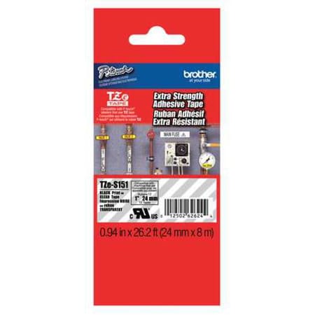 Brother Label/RibbonCartridge, Clear, Gloss, 1inW TZES151G