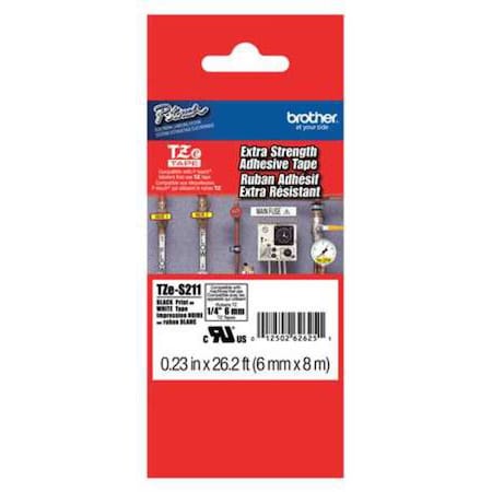 Brother Label/Ribbon Cartridge, White, Gloss, 1/4 in W TZES211G