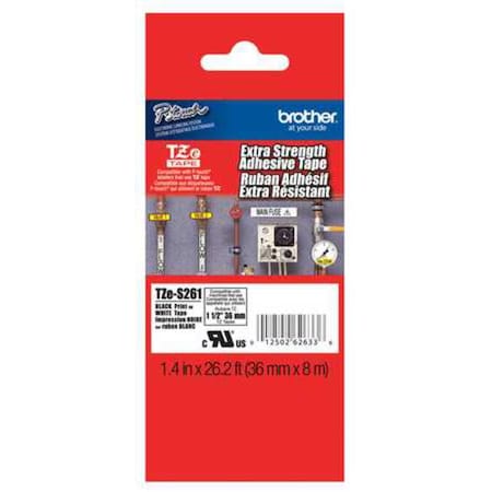 Brother Label/Ribbon Cartridge, White, 1-1/2 in W TZES261G