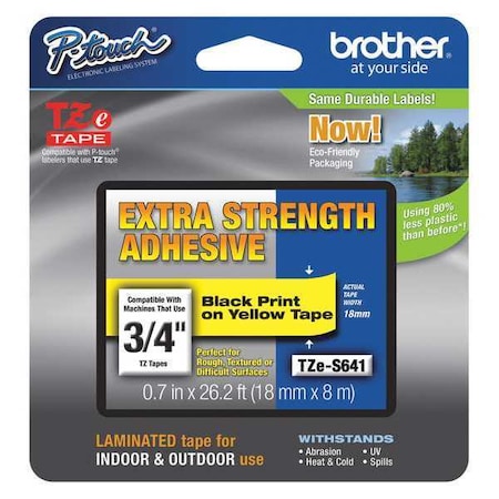 Brother Label/Ribbon Cartridge, Yellow, 3/4 in W TZES641G