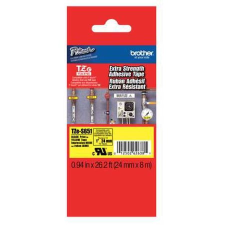 Brother Label/Ribbon Cartridge, Yellow, Gloss, 1 in W TZES651G