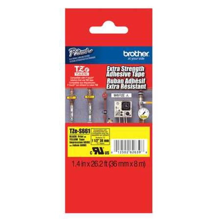 Brother Label/RibbonCartridge, Yellow, 1-1/2inW TZES661G