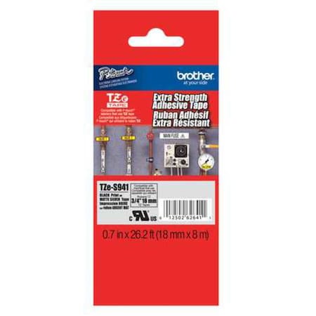 Brother Label/Ribbon Cartridge, Silver, 3/4 in W TZES941G
