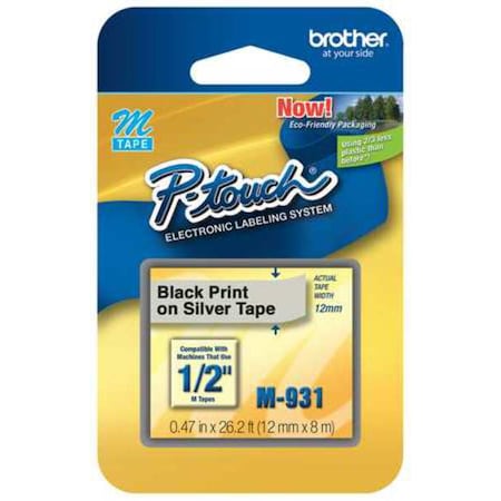 Brother Label/Ribbon Cartridge, Silver, 1/2 in W M931