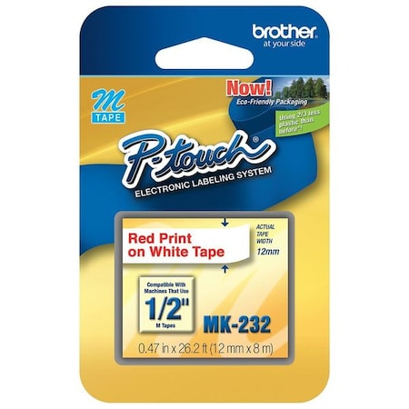Brother Label/Ribbon Cartridge, White, 1/2 in W MK232