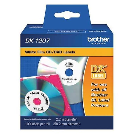 Brother Thermal Transfer Label, Black/White, Labels/Roll: 100 DK1207