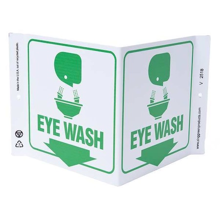 Zing Eye Wash, Plastic, 7" x 12", With Mounting Holes, V-Shaped 2518