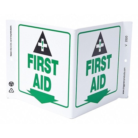 Zing First Aid, Plastic, 7 in x 12 in, V-Shaped, With Mounting Holes 2520