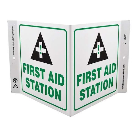 Zing First Aid Sign, V-Shape, Plastic, Height: 7", 2522 2522