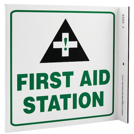 Zing First Aid Sign, L-Shape, Plastic, 2523 2523
