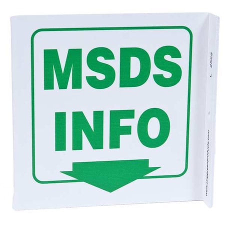 Zing MSDS Sign, 7 in Height, 7 in Width, Plastic, L-Shaped, English 2525