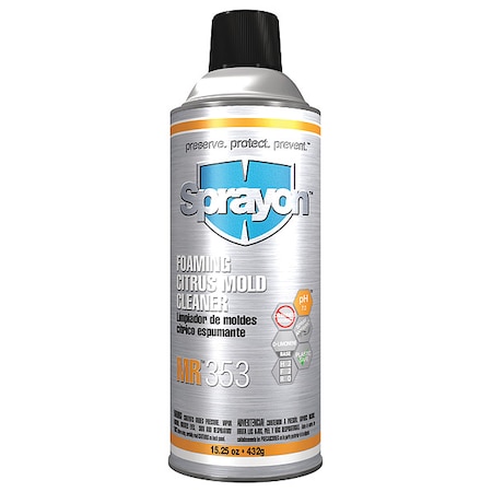 Sprayon Foaming Citrus Mold Cleaner, Mold Release Cleaner, 15.25 oz, Aerosol Can S00353000