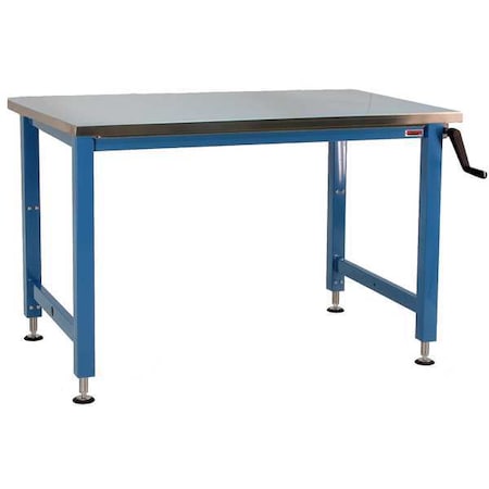 Benchpro Hand Crank Workbenches, Stainless Steel, 96" W, 30" to 42" Height, 1000 lb., Straight AMN3696