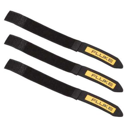 Fluke Hook-and-Loop Cable Tie, Black, Polyester, 54 lb Strength, 3 PK LeadWrap
