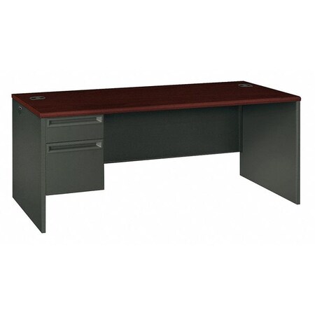 Hon Office Desk, 36 in D X 29 1/2 in H, Mahogany/Charcoal, Steel 72 in W X H38294L.N.S