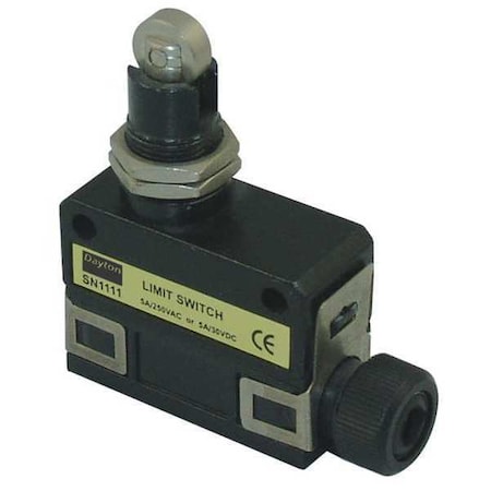 Dayton Limit Switch, Plunger, Roller, SPDT, 5A at 240V AC, Actuator Location: Top 13F513