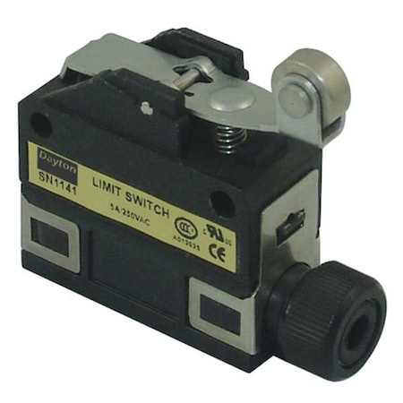 Dayton Limit Switch, Plunger, Roller Lever, SPDT, 5A at 240V AC, Actuator Location: Top 13F516