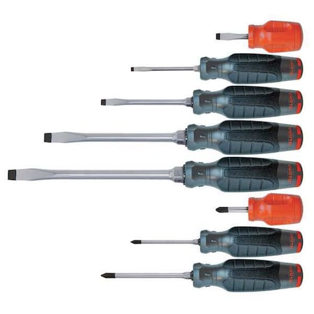Proto Screwdriver Set, Slotted/Phillips, 8 Pc J1208SCP