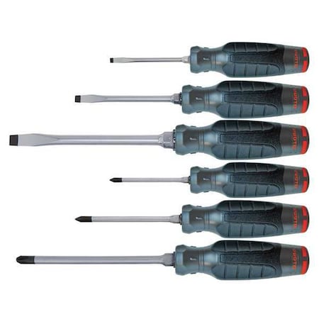 Proto Screwdriver Set, Slotted/Phillips, 6 Pc J1206SCP