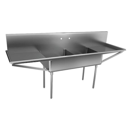 Just Manufacturing Scullery Sink 15 in x 24 in, 2, 2, Floor Mount, 304 Stainless steel NSFB230-24RL-2-J