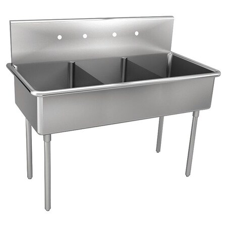 Just Manufacturing Scullery Sink 15 in x 24 in, 3, 4, Floor Mount, 304 Stainless steel NSFB345-2-2-J