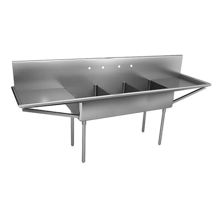Just Manufacturing Scullery Sink 15 in x 24 in, 3, 4, Floor Mount, 304 Stainless steel NSFB345-24RL-2-2-J