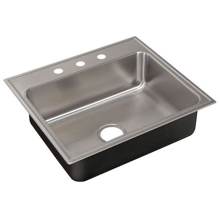 Just Manufacturing Drop-In Sink, Drop-In Mount, 3 Hole, 28" x 16", Stainless steel SL2233A3-J