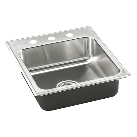 Just Manufacturing Drop-In Sink, 3 Hole, 12" x 12", Stainless steel SLADA1815A553-J