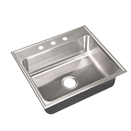 Just Manufacturing Drop-In Sink, 3 Hole, 22" x 16", Stainless steel SL2225A3-J