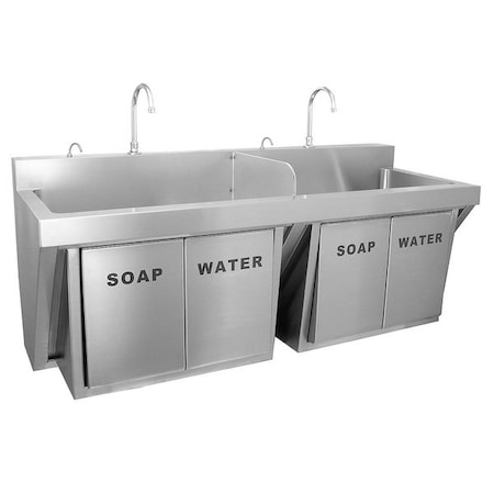 Just Manufacturing Scrub Sink 60 in x 17 1/2 in, 1, 2, Wall Mount, 304 Stainless steel JKS7702-NP-J