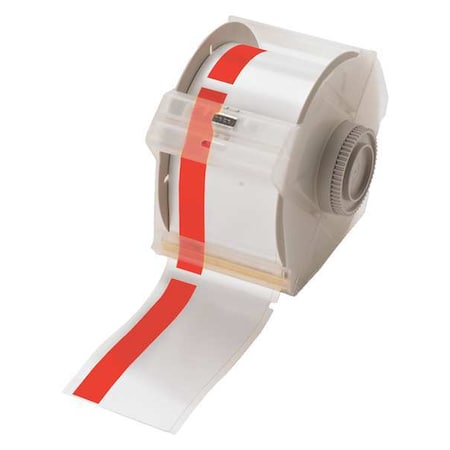 Brady Label Tape Cartridge, White/Red, Labels/Roll: Continuous 113157