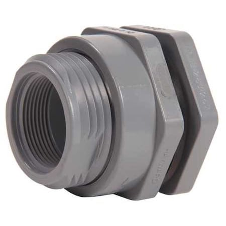 HAYWARD Bulkhead Fitting, 1", CPVC/FPM, Socket x FPT BFAS2010CFS