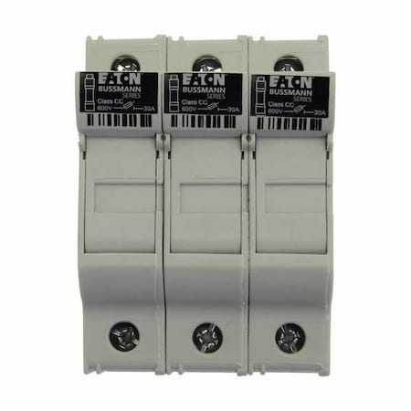 Eaton Bussmann Finger Safe Fuse Block, 0 to 30A Amp Range, 600V AC/DC Volt Rating, 3 Poles, Box Lug; Clamp CHCC3DU