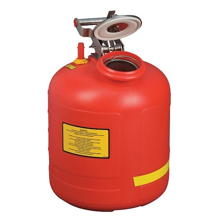 Justrite Liquid Disposal Safety Can, Polyethylene, 5 gal, Built-In Fill Gauge, Red, Flammables 14565