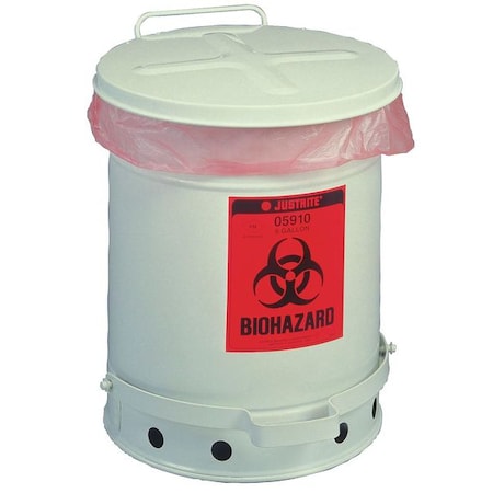 Justrite Biohazard Waste Container, 15-7/8 In. H 05915