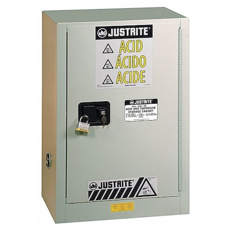 Justrite Corrosive Safety Cabinet, 15 gal, 1 Shelves, Steel, 24 in W x 35-3/4" H x 21-5/8 in D 8825072