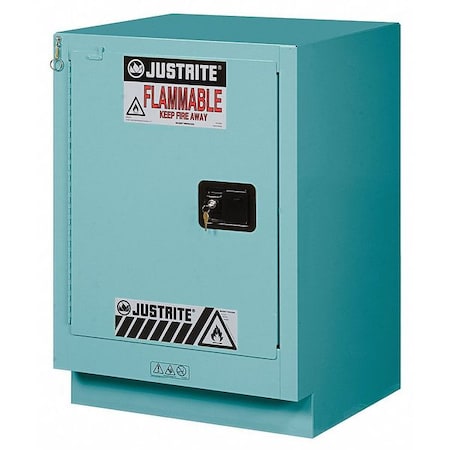 Justrite Corrosive Safety Cabinet, 15 gal, 1 Shelves, Steel, 24 in W x 35-3/4" H x 21-5/8 in D, Blue 8825122